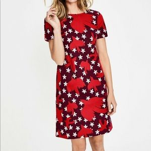 Boden Bird Print Shift Dress Sz 12L EUC